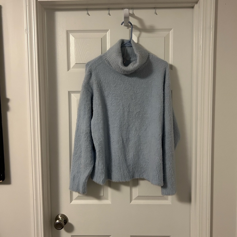 Alia Soft Blue Cowl Neck Sweater